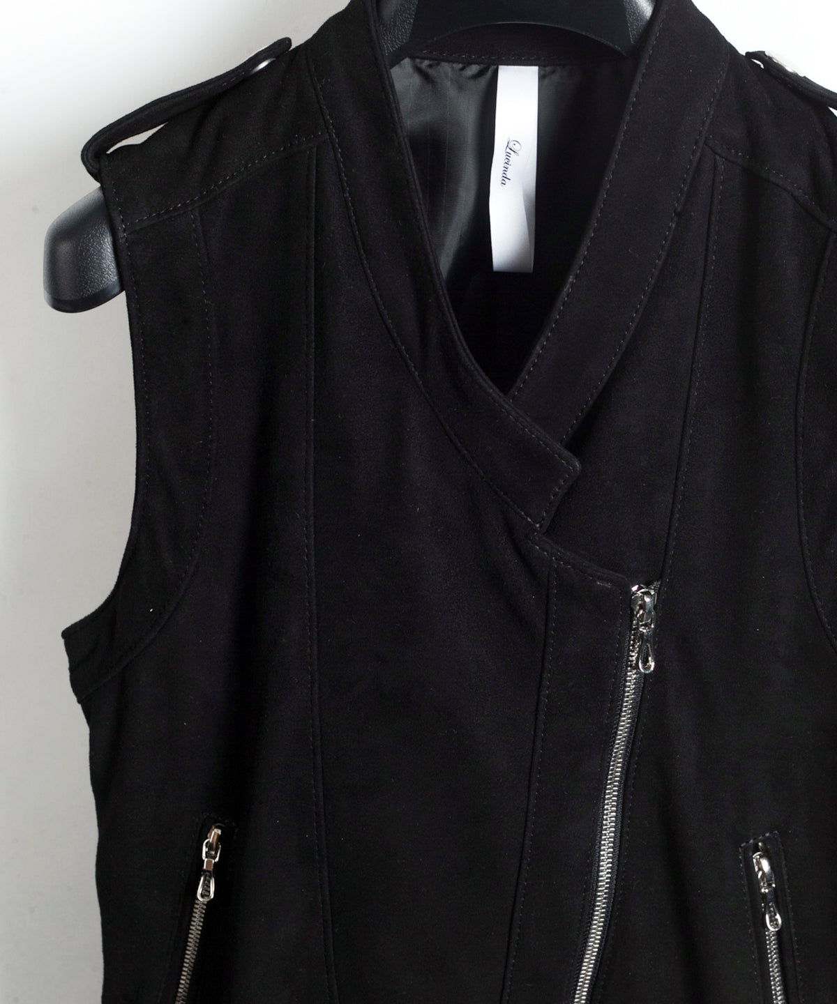 Lucinda Highland Lamb Silky Suede Vest / Black
