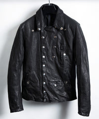 地生フルタンニンステア 製品染め ダブルライダース ナポレオンジャケット