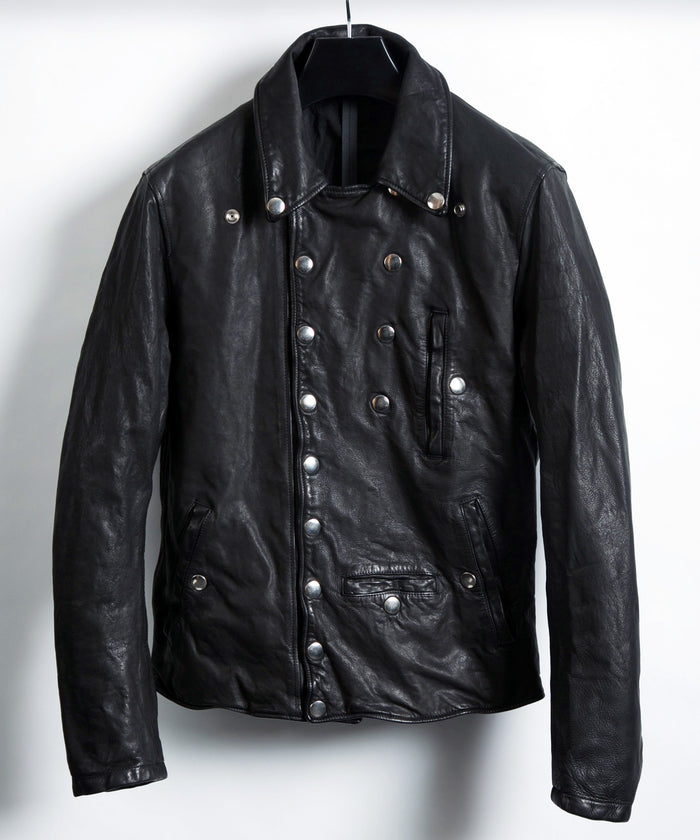 地生フルタンニンステア 製品染め ダブルライダース ナポレオンジャケット