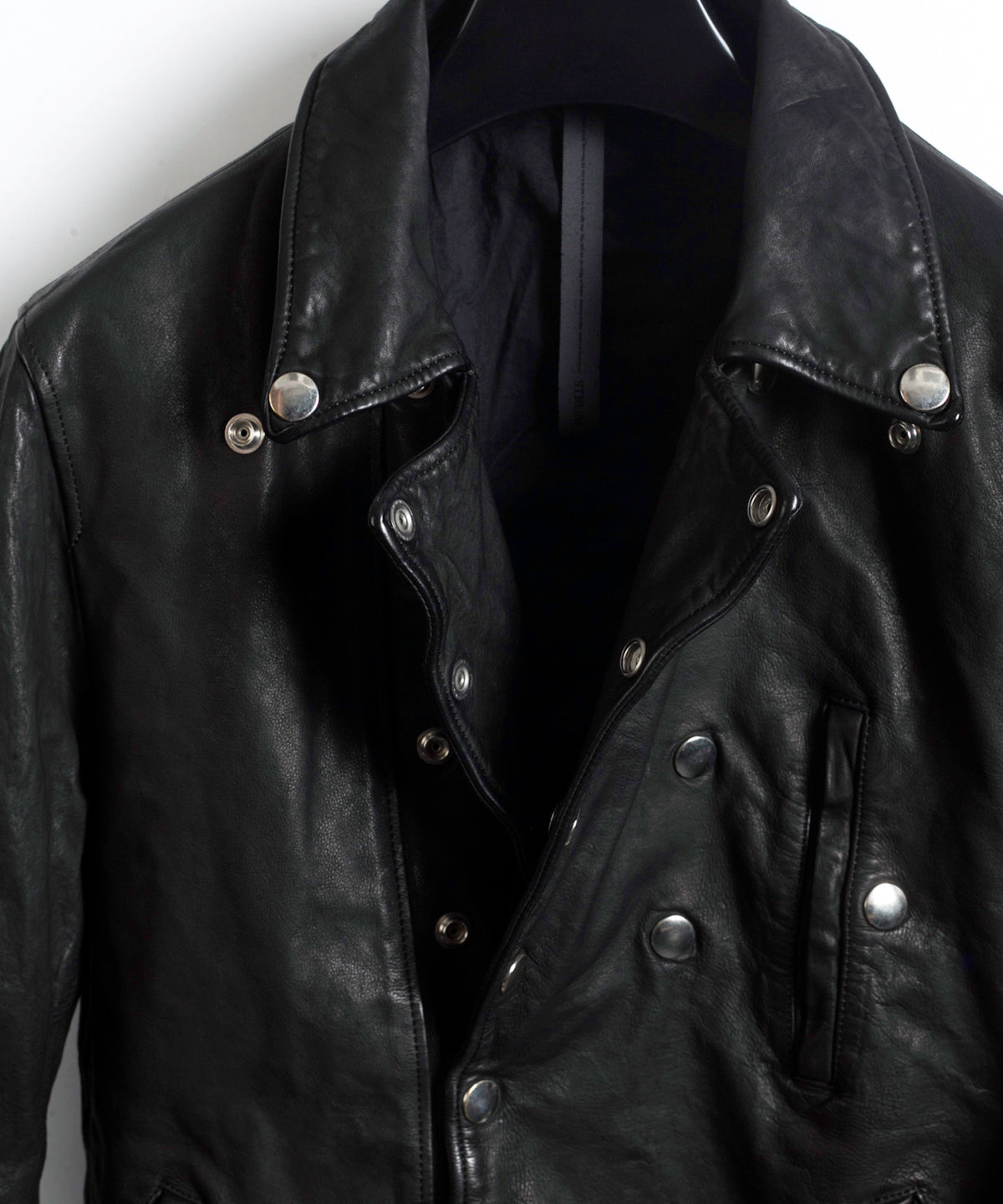 地生フルタンニンステア 製品染め ダブルライダース ナポレオンジャケット