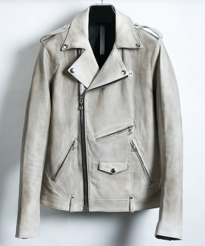 【BURN UP】地生白鞣しカーフ ダブルライダースジャケット