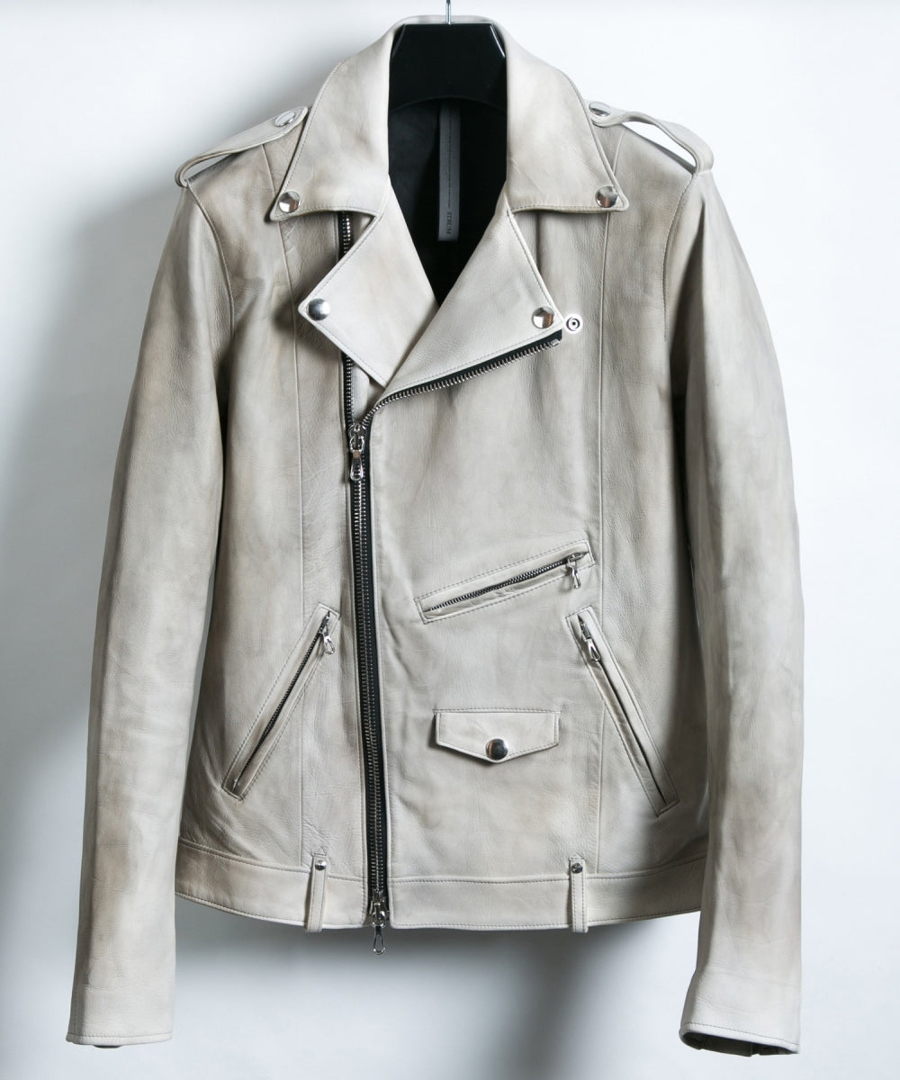 Load image into Gallery viewer, [BURN UP] Domestic White Tanned Calf Skin Double Riders Jacket