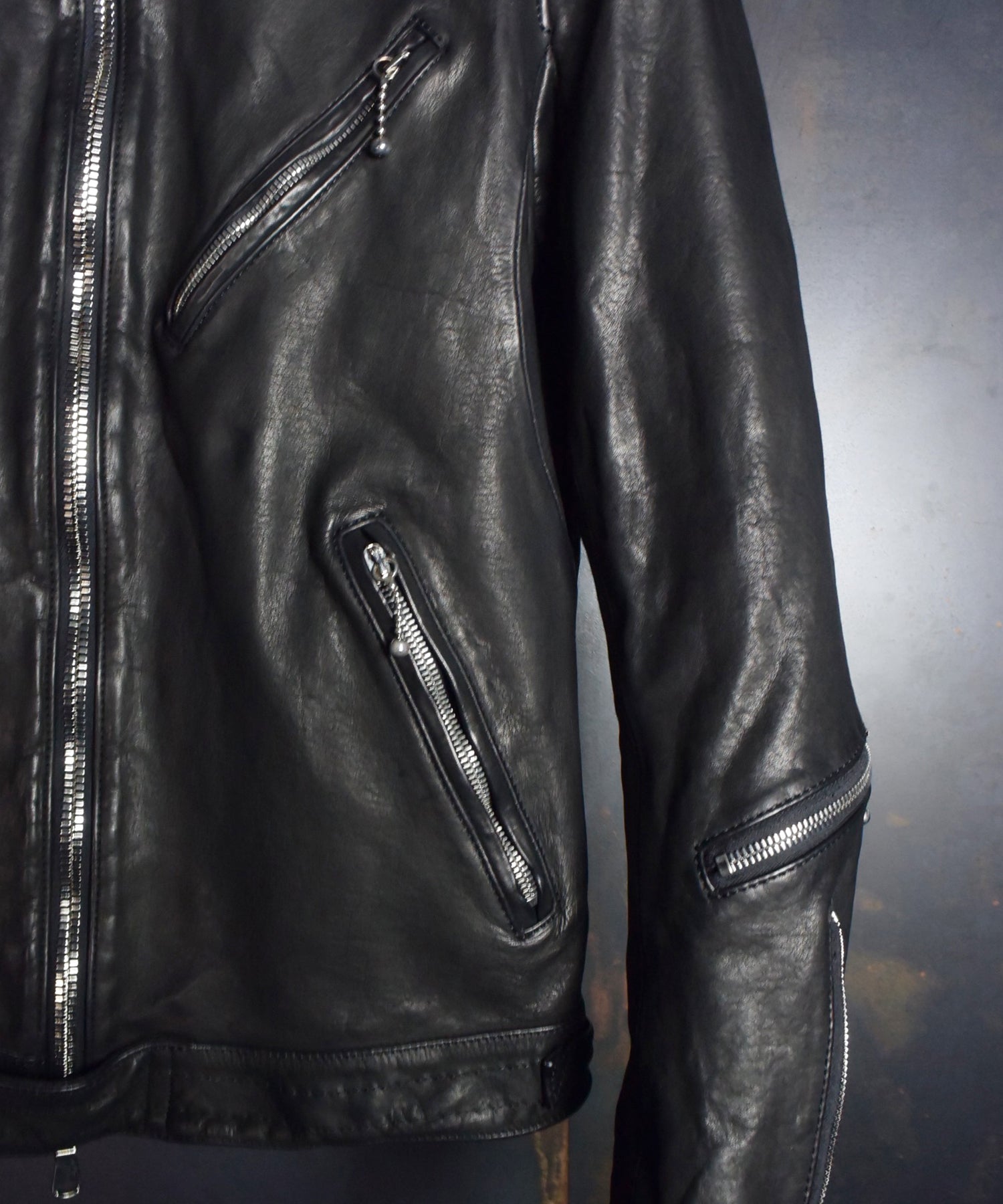 REAL SIMONS STOUMONTゴートスキンダブルライダースブラックXL Vanson Special Custom Double Riders Jacket Type 2 ゴートスキン
