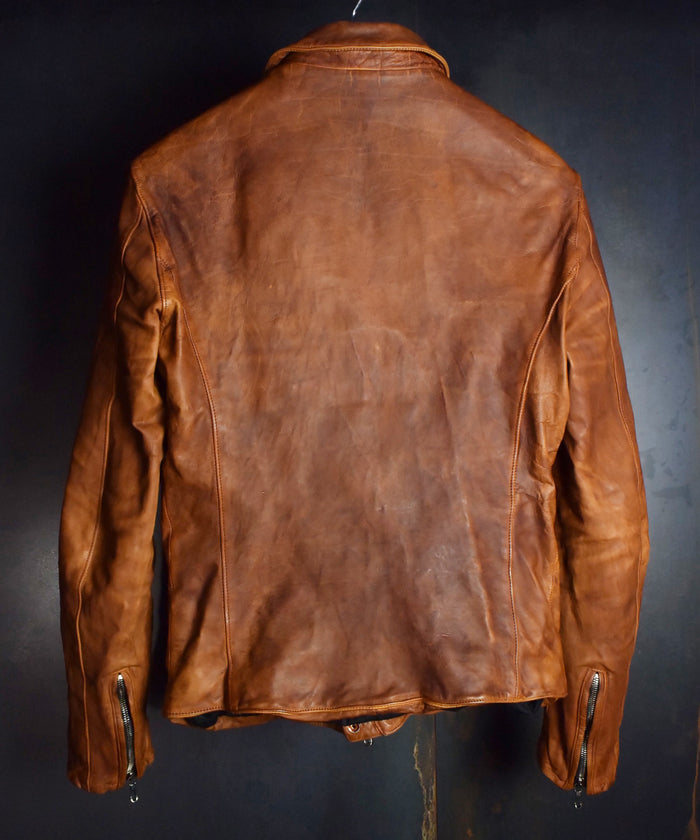 New 地生フルタンニンカーフ 製品染め シングルライダースジャケット - ブラウン