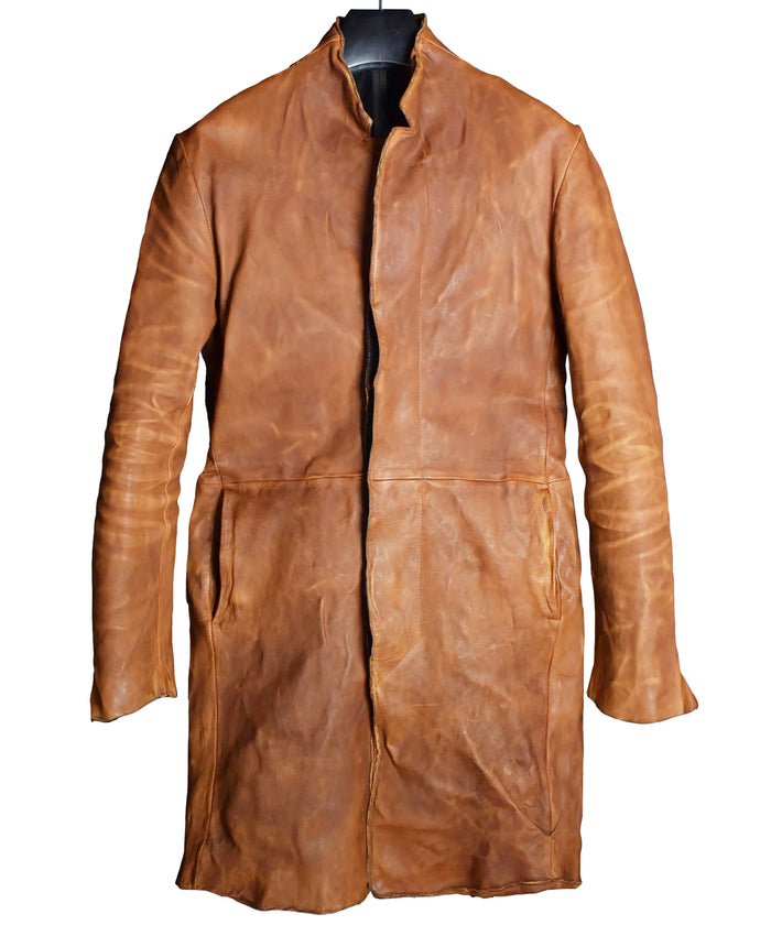 New 地生フルタンニンカーフ 製品染め ロングジャケット