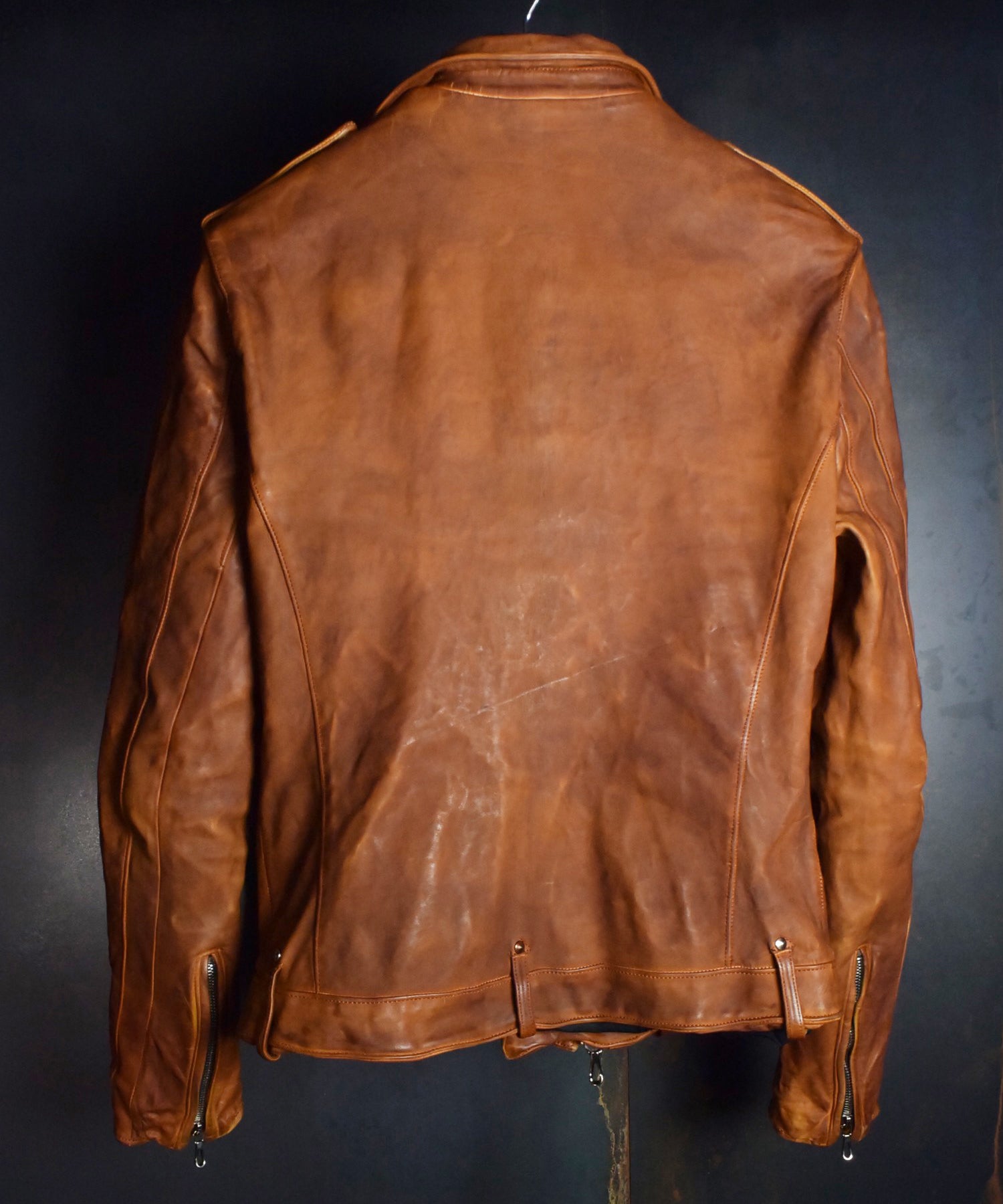 New 地生フルタンニンカーフ 製品染め ダブルライダースジャケット