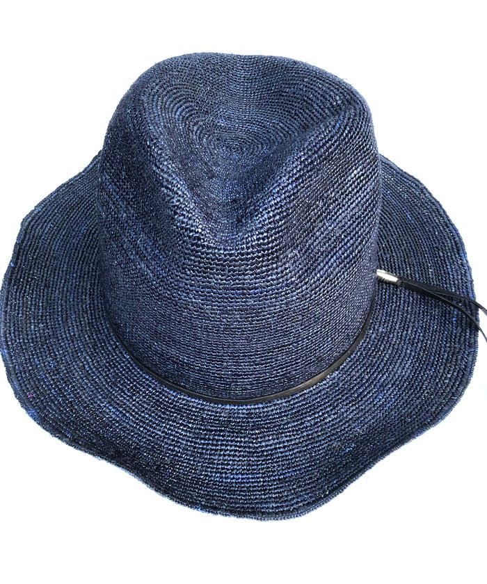 Raffia Knit Hat / Navy