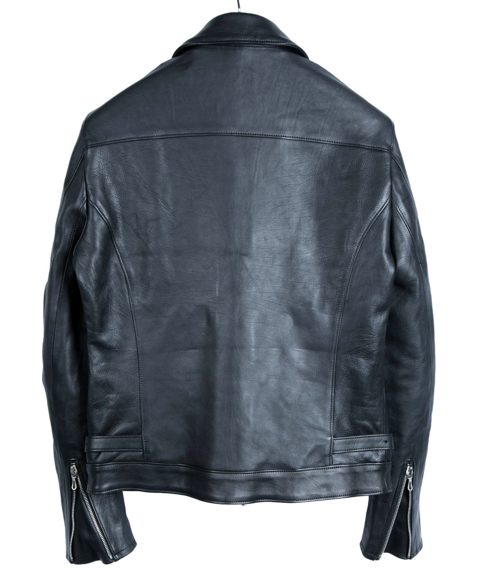Domestic Calf Skin Single Riders Jacket with Collar