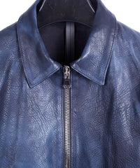 【Burning dyed】地生フルタンニン カーフシュリンク VINCENTS シングルライダースジャケット - GUN BLUE