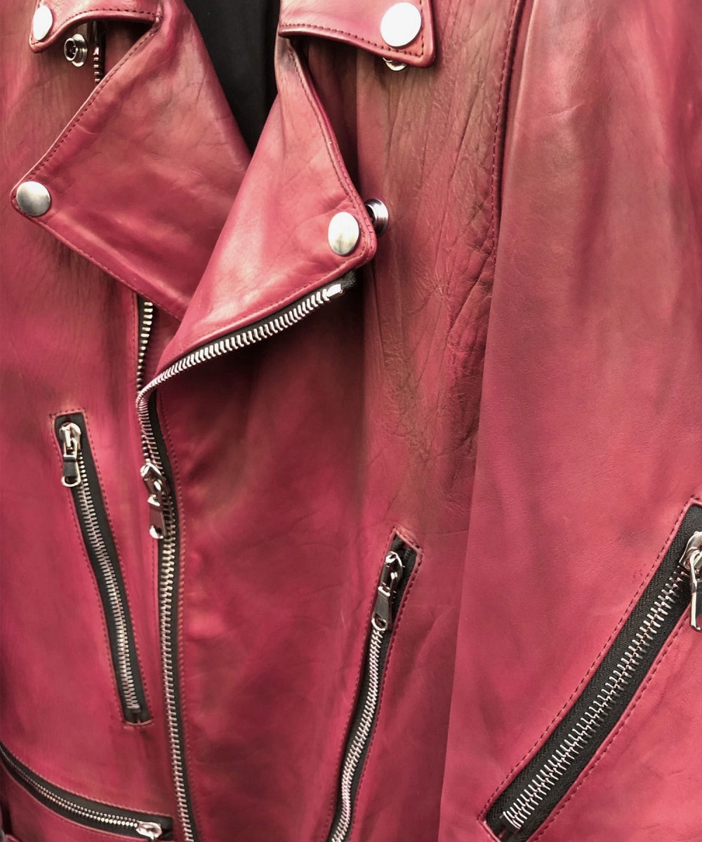 STRUM Burning dyed ダブルライダースジャケット S 白鞣し × ベジタブルタンニン鞣し カーフ スキン Burning dyed - 製品