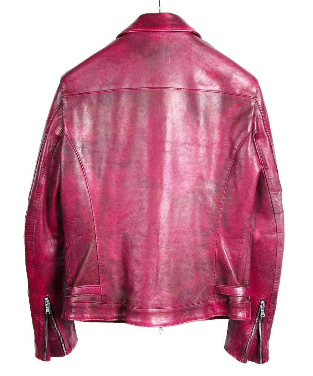 Load image into Gallery viewer, [Burning Dyed] Domestic Vegetable Full Tanned Calf Skin Single Riders Jacket / RED