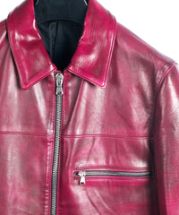 【Burning Dyed】地生フルタンニン カーフ シングルライダースジャケット - RED