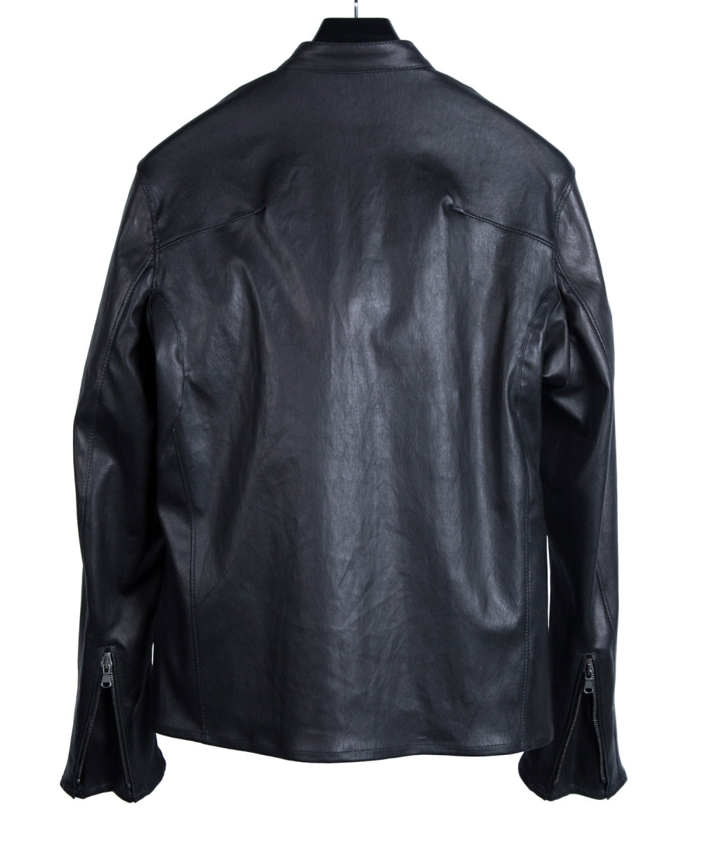 フランスストレッチラム シングルライダースジャケット