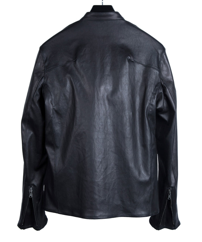 フランスストレッチラム シングルライダースジャケット