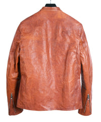 Load image into Gallery viewer, Domestic Vegetable Full Tanned Calf Skin Italian OIL / WAX Processed Single Riders Jacket / Brown