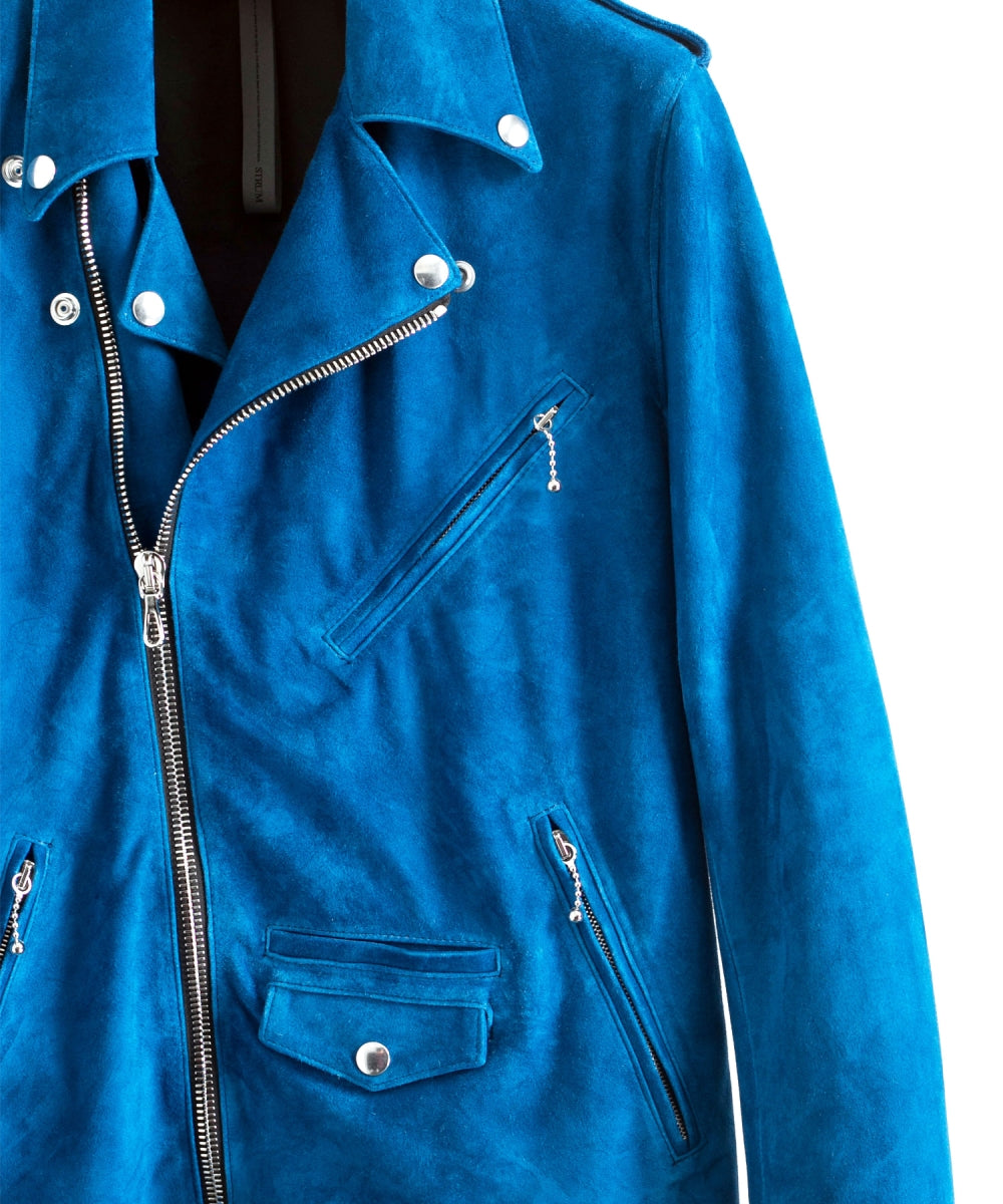 Domestic Calf Suede Double Riders Jacket / BLACK