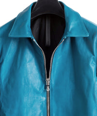 地生ハイブリッドタンニン オイルキップ VINCENTS シングルライダースジャケット - ターコイズ