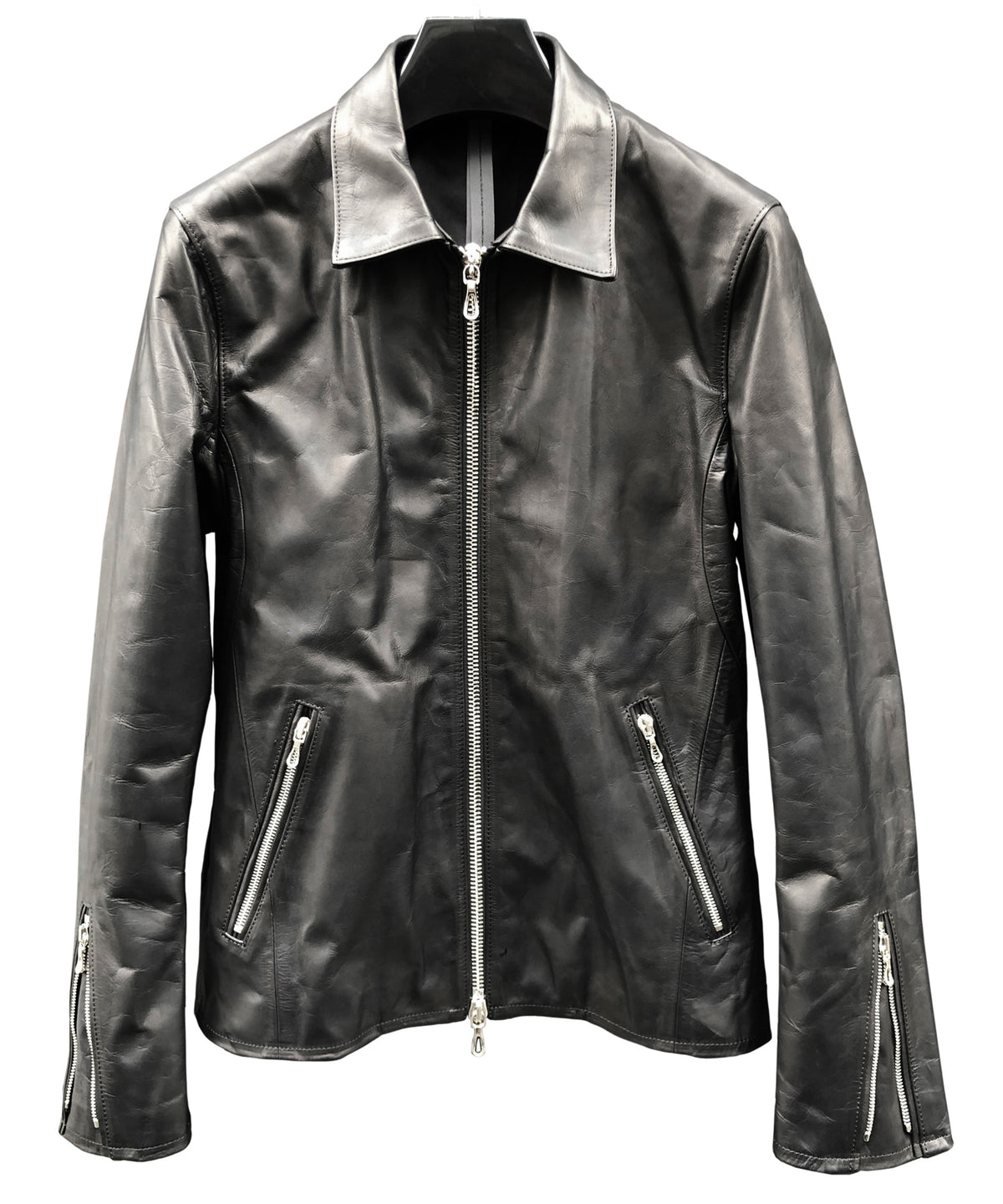 Domestic Oil Kip Hybrid Tanned Single Riders Jacket / Black