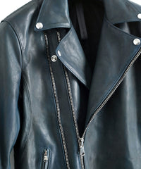 地生カウタンニン Burning dyed 革染め + 製品墨染め "RAVEN" ダブルライダースジャケット