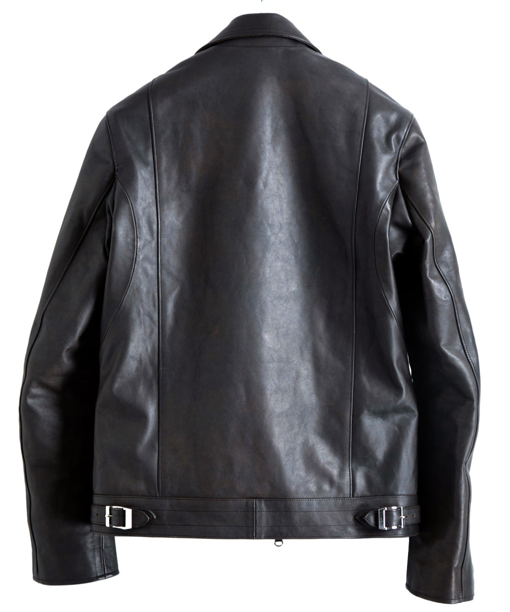 Load image into Gallery viewer, Domestic Cow Tanned Oil Retanned Leather Sumi dyed Double Riders Jacket