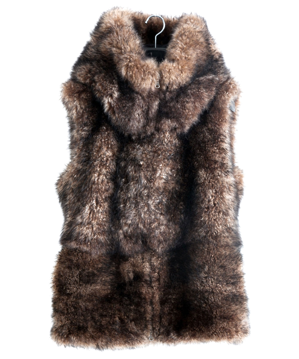 モンゴル ブラウン カシミア フーディーベスト