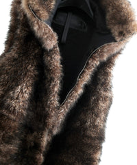 モンゴル ブラウン カシミア フーディーベスト