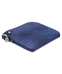  [Burning Dyed] Domestic Vegetable Full Tanned Calf Shrank Skin Wallet / Gun Blue