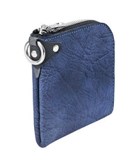  [Burning Dyed] Domestic Vegetable Full Tanned Calf Shrank Skin Wallet / Gun Blue