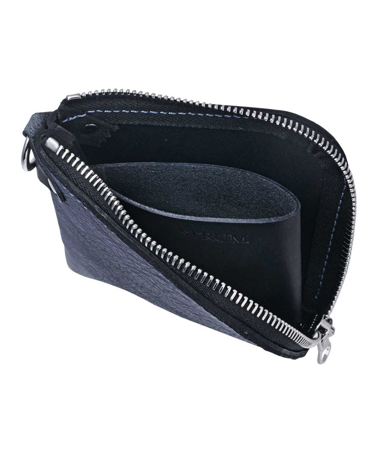  [Burning Dyed] Domestic Vegetable Full Tanned Calf Shrank Skin Wallet / Gun Blue