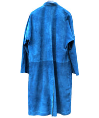 地生カーフスエード "RUST" オーバーコート - ブルー