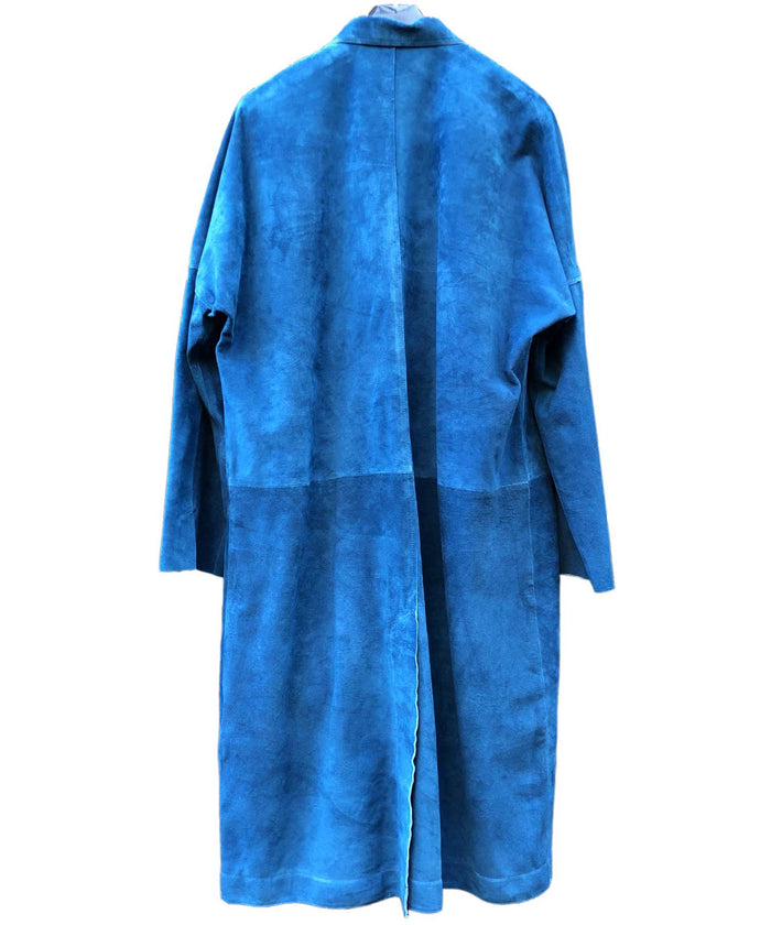 地生カーフスエード "RUST" オーバーコート - ブルー