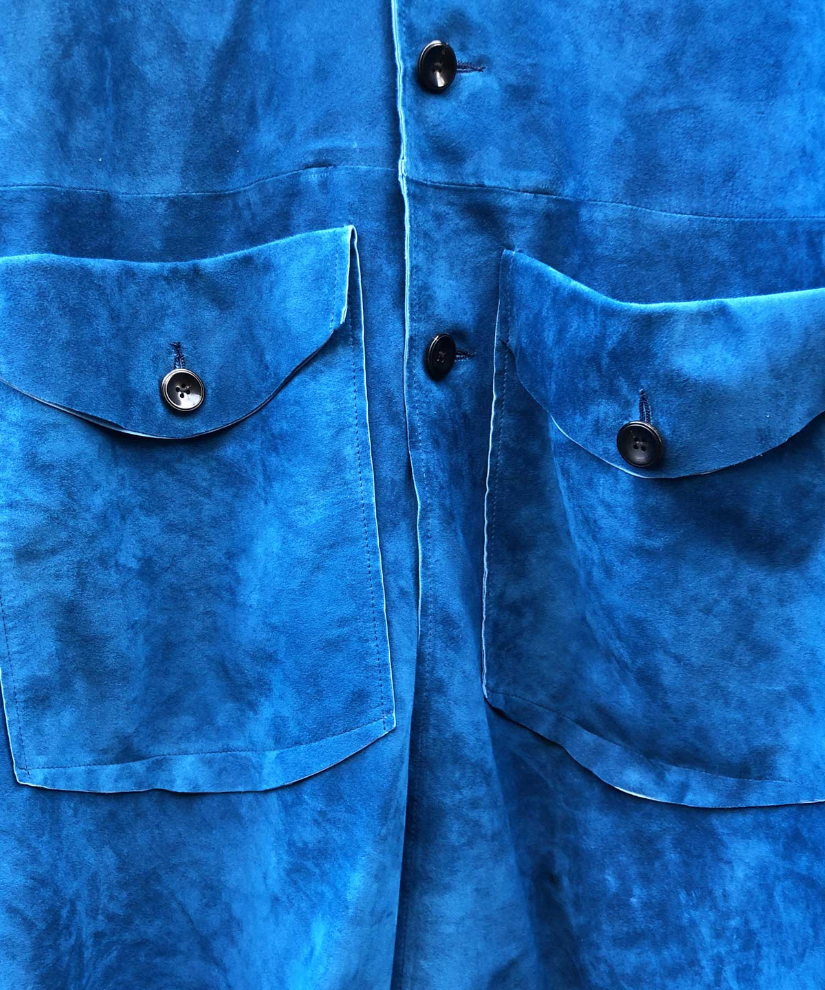 地生カーフスエード "RUST" オーバーコート - ブルー