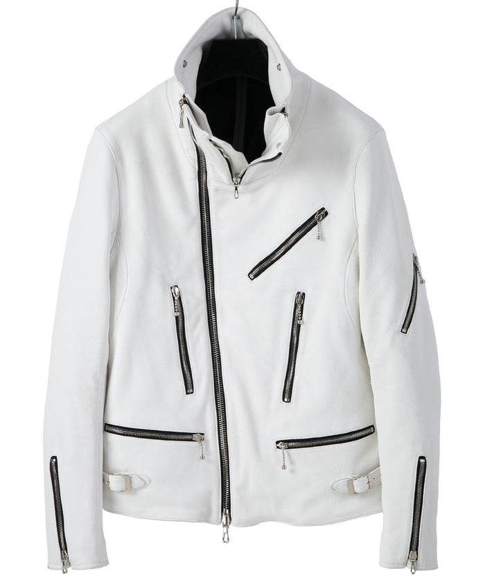 アルデヒド鞣し ディアスキン MAD ライダースジャケット - ピュアホワイト