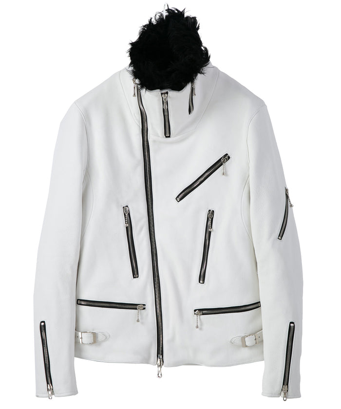 アルデヒド鞣し ディアスキン MAD ライダースジャケット - ピュアホワイト