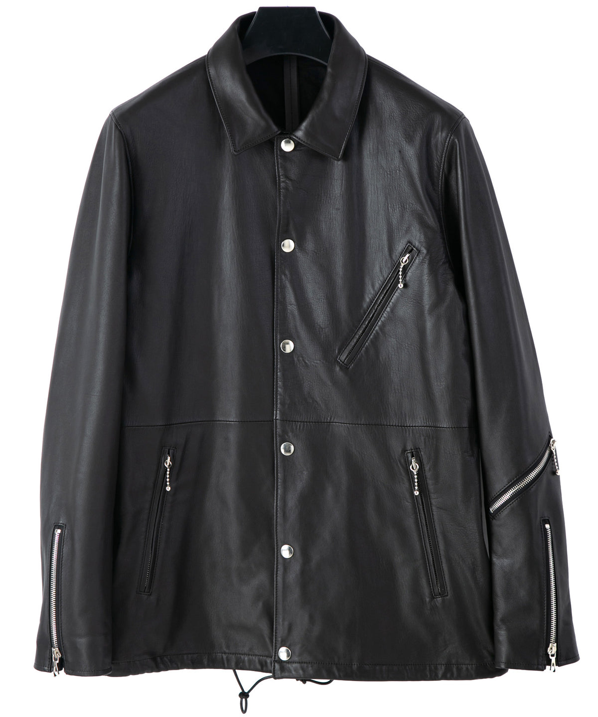 Italian Oil Lambskin Coach Jacket / BLACK