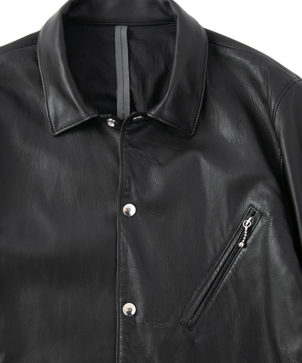 Italian Oil Lambskin Coach Jacket / BLACK