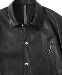 Italian Oil Lambskin Coach Jacket / BLACK