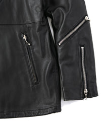 Italian Oil Lambskin Coach Jacket / BLACK