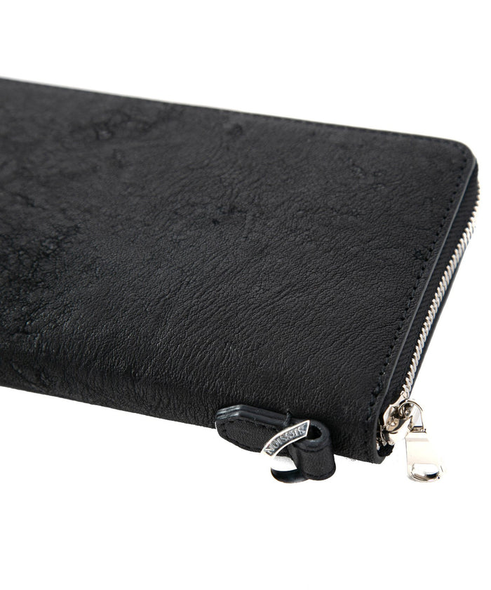 [Session] Pit Vegetable Full tanned Shrank Horse hide Round Wallet / Black
