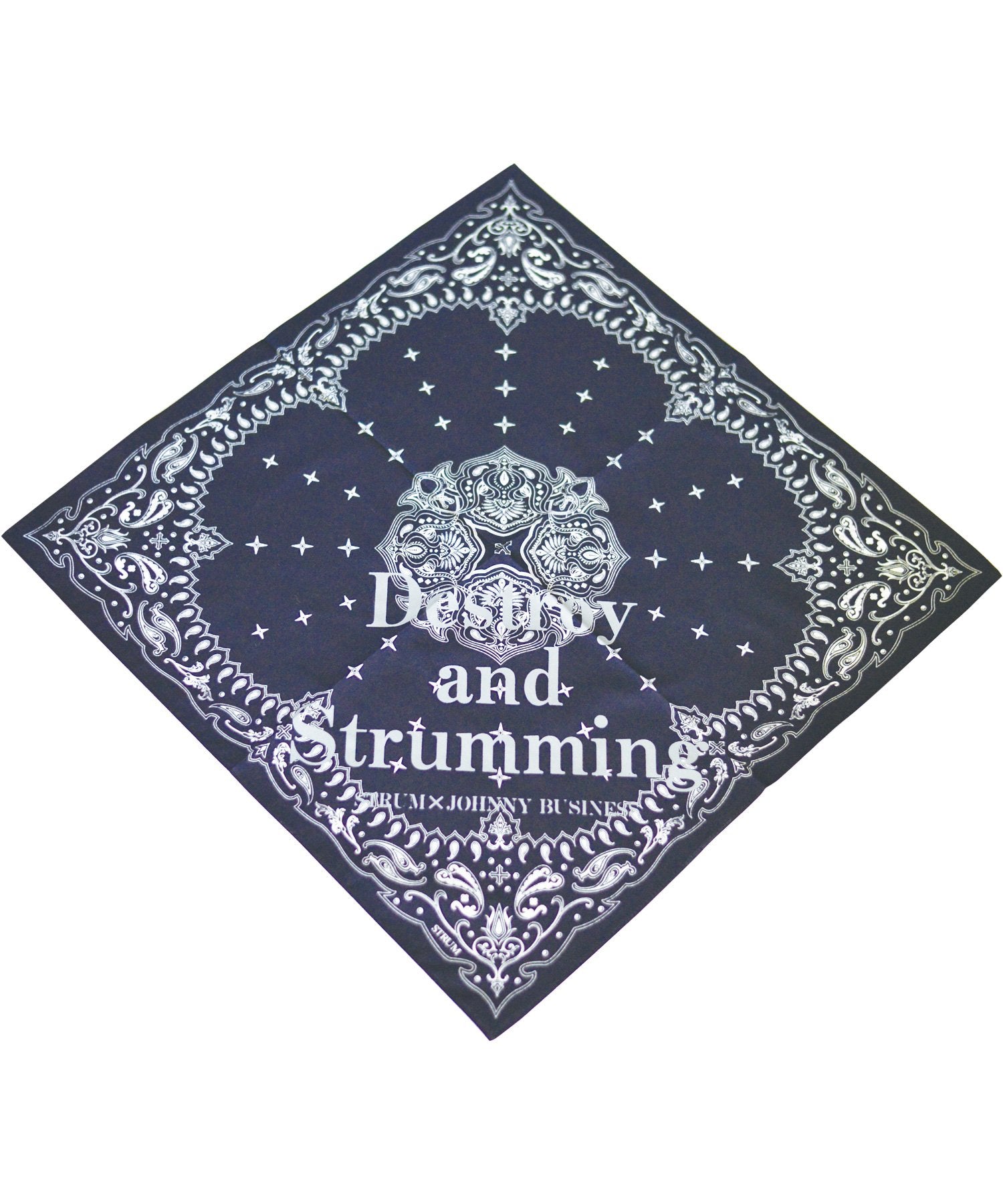 Load image into Gallery viewer, STRUM x JOHNNY BUSINESS &quot;Destroy and Strumming&quot; Bandana / Navy