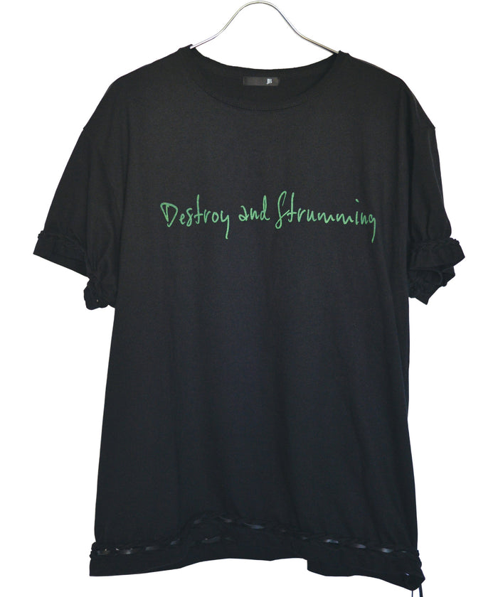 STRUM × JOHNNY BUSINESS『Destroy and Strumming』Tシャツ - ブラック