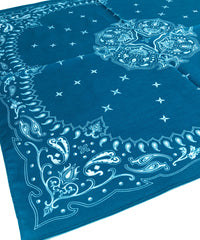 コットン バンダナ - ターコイズ × ホワイト