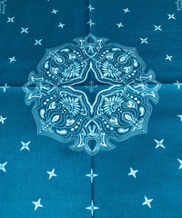 コットン バンダナ - ターコイズ × ホワイト