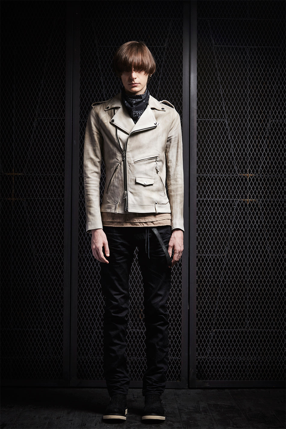 [BURN UP] Domestic White Tanned Calf Skin Double Riders Jacket