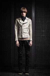 [BURN UP] Domestic White Tanned Calf Skin Double Riders Jacket