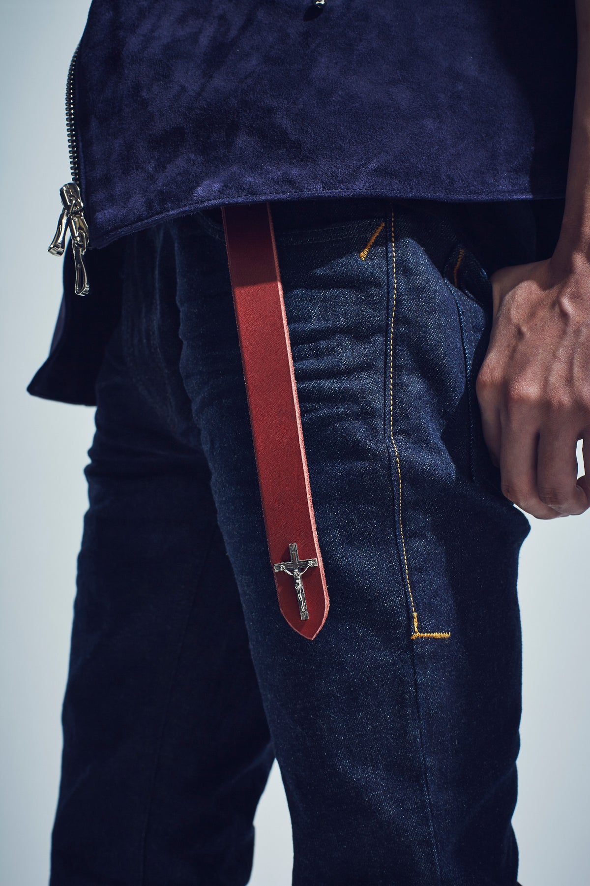 12.5oz オーガニックコットン ストレッチデニム SKINNY JOHN スキニー ワンウォッシュ - INDIGO