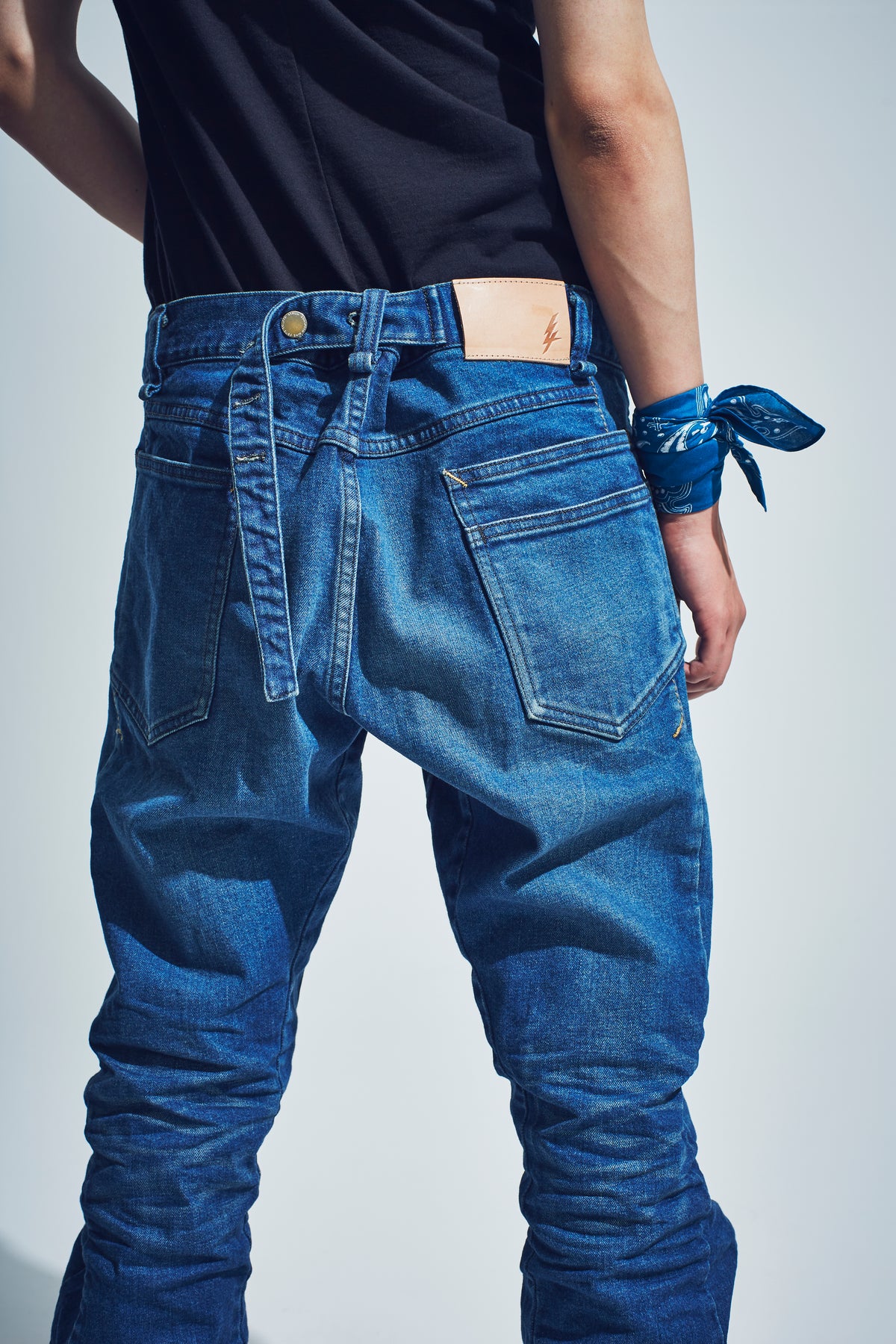 12.5oz オーガニックコットン ストレッチデニム BOXY IGGY ボックスワイドストレート ユーズド加工 - INDIGO