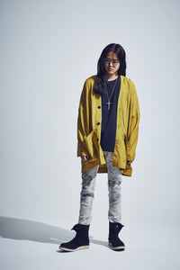 11oz オーガニックコットン ストレッチデニム TIGHT JOE タイトストレート クラッシュ + リペア - WHITE