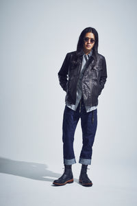 12.5oz オーガニックコットン ストレッチデニム CROPPED JAM クロップド ワンウォッシュ - INDIGO