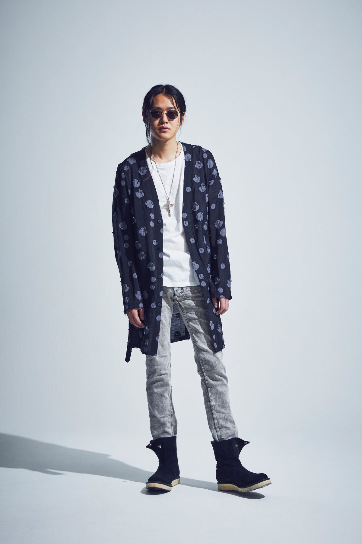 11oz Organic Cotton Stretch Denim Tight Straight Jeans / WHITE